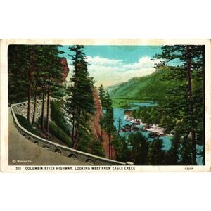 Columbia River Highway Postcard Eagle Creek Oregon Vintage Weister C T Co